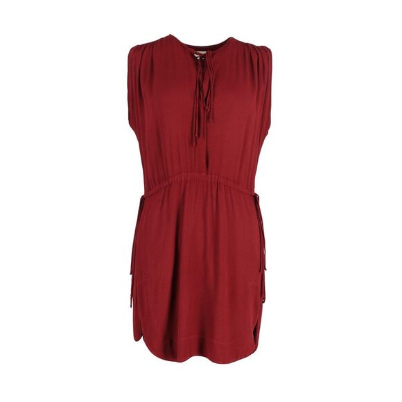 Isabel Marant Drawstring Waist Sleeveless Mini Dress in Burgundy Cotton - Picture 1 of 3
